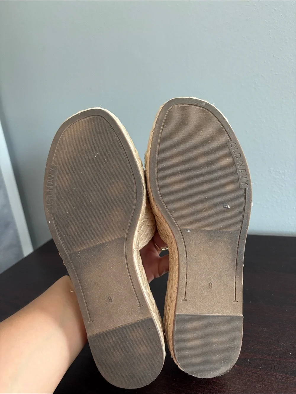 Old Navy Natural Woven Platform Slide Sandals